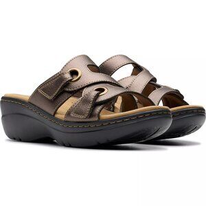 Clarks Merliah 2 Cove Wedge Sandals SZ 10.5 Wide ~ Bronze Metallic ~ New in Box